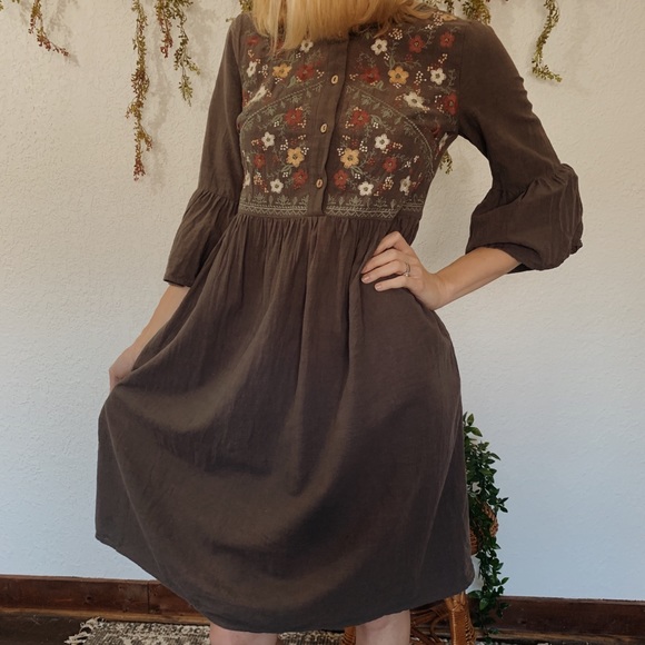 Roolee Dresses & Skirts - Roolee Grey Embroidered Dress